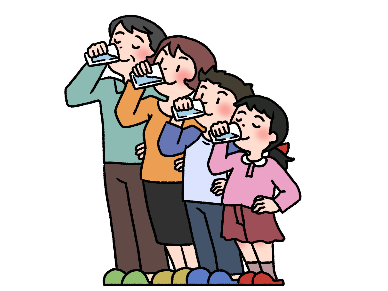 おいしいお水を飲む家族